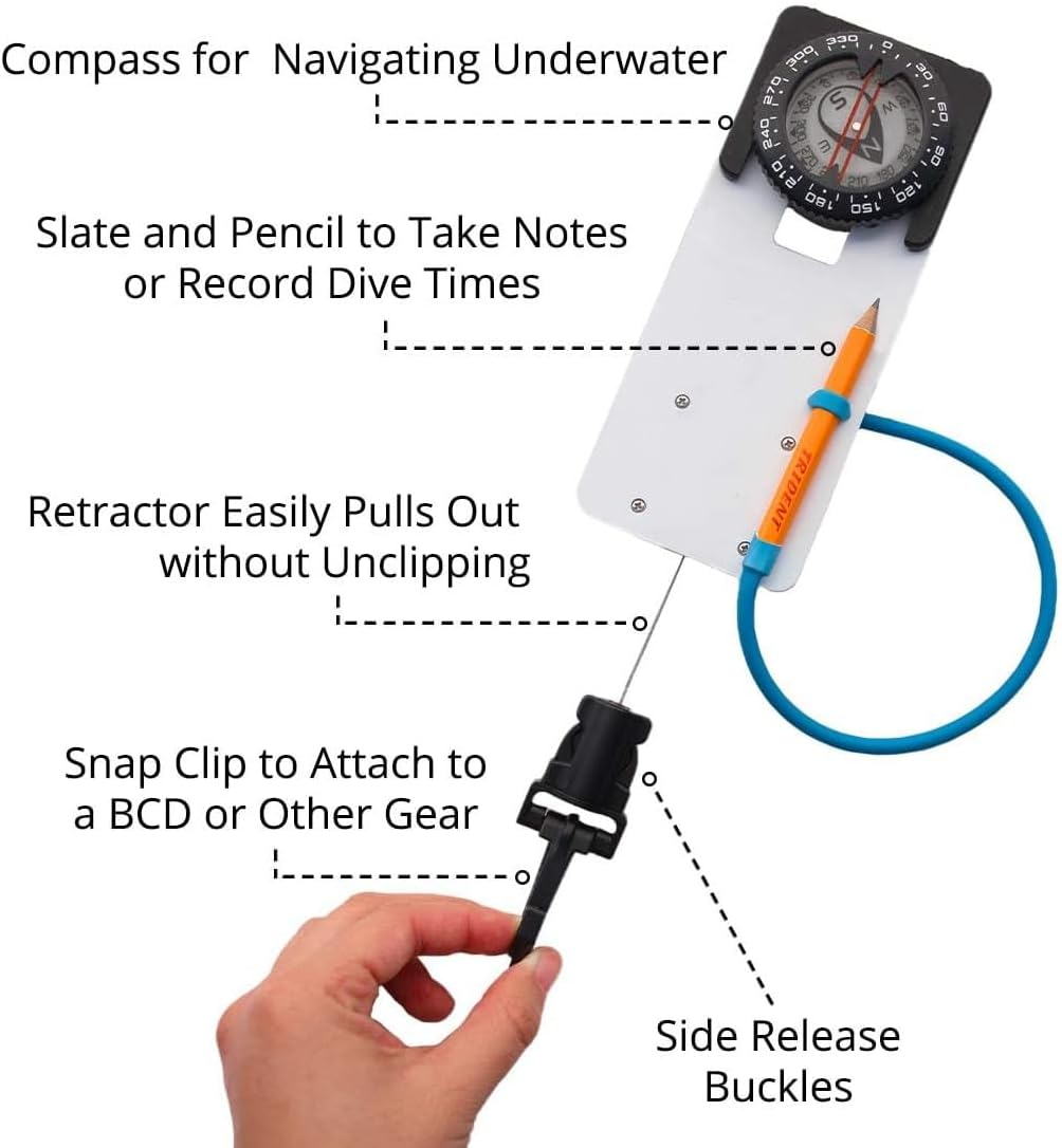 Diving Slate with compass and retractor